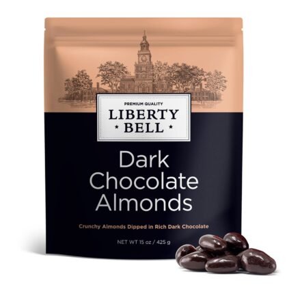Dark Chocolate Covered Almonds | 15 Oz Bag | Crunchy Snack Nuts | Roasted Chocolate Covered Nuts | Office Candy Snack, Gourmet Party Favor & Gift Basket Filler