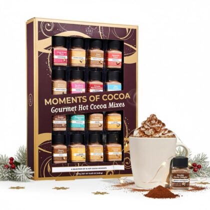 Hot Chocolate Mix Gift Set 16-Pack - Ultimate Gourmet Hot Cocoa Sampler Box with Caramel, Vanilla, Peppermint, Toasted Marshmallow & Double Chocolate - Luxury Winter Beverage Variety Kit for Gifting