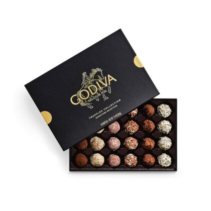 Godiva Signature Truffle Gift Box, Belgian Dark and Milk Chocolates with Ganache Center, Gourmet Gift for Birthdays, Holidays, Kosher, 24 Pc