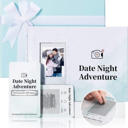 40 Date Ideas for Couples, Unique Scratch Off Date Night Games with Adventure Keepsake Album Book,Romantic Couple Valentines Day Gifts for Him Boyfriend Anniversaries,Wedding Gifts for Bride Husband