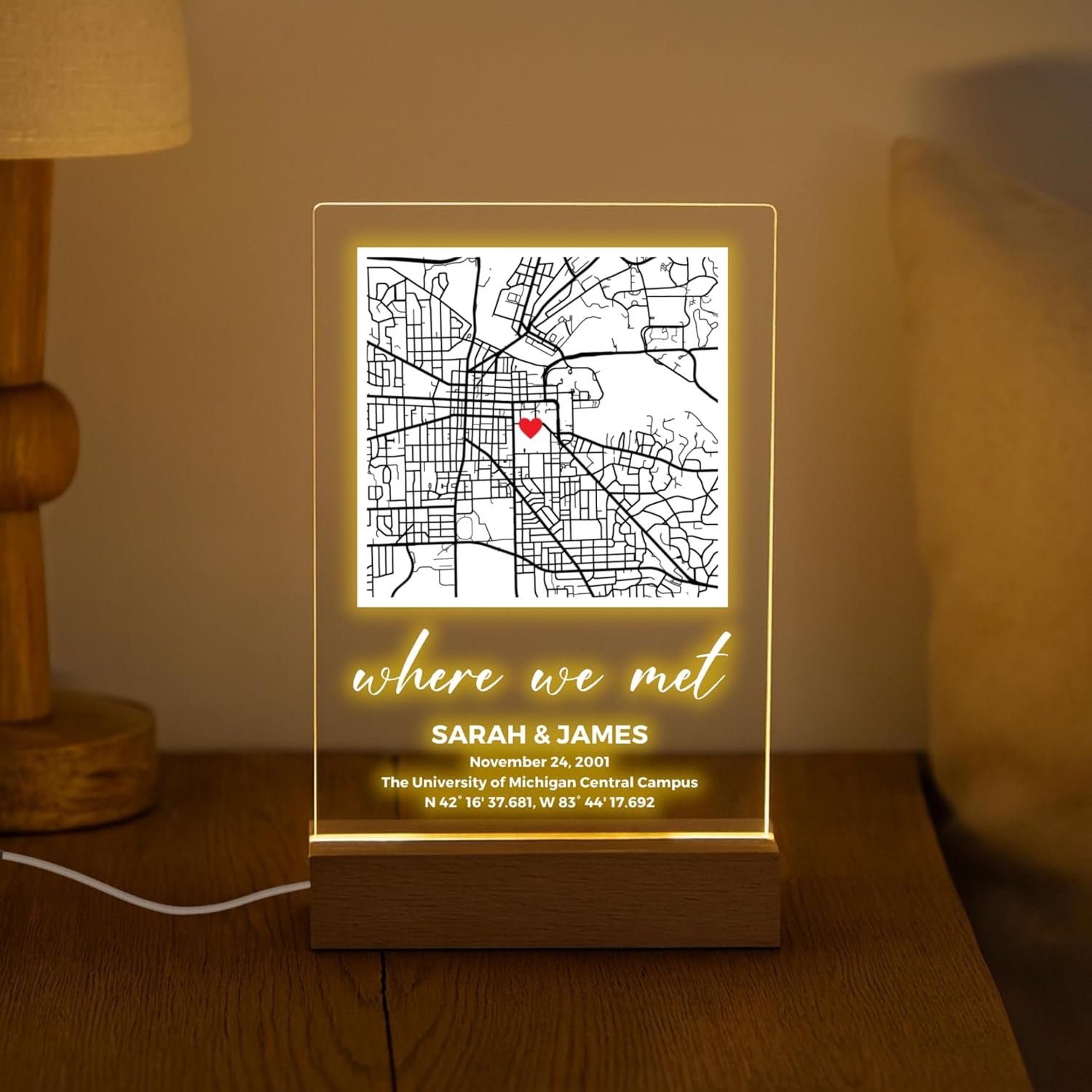 Personalized Map Plaque - Our Fist Date Where It All Began Custom Location Sign Couples Map Gift for Her Couples Gifts for Him Where We Met, Valentines Day - Image 2
