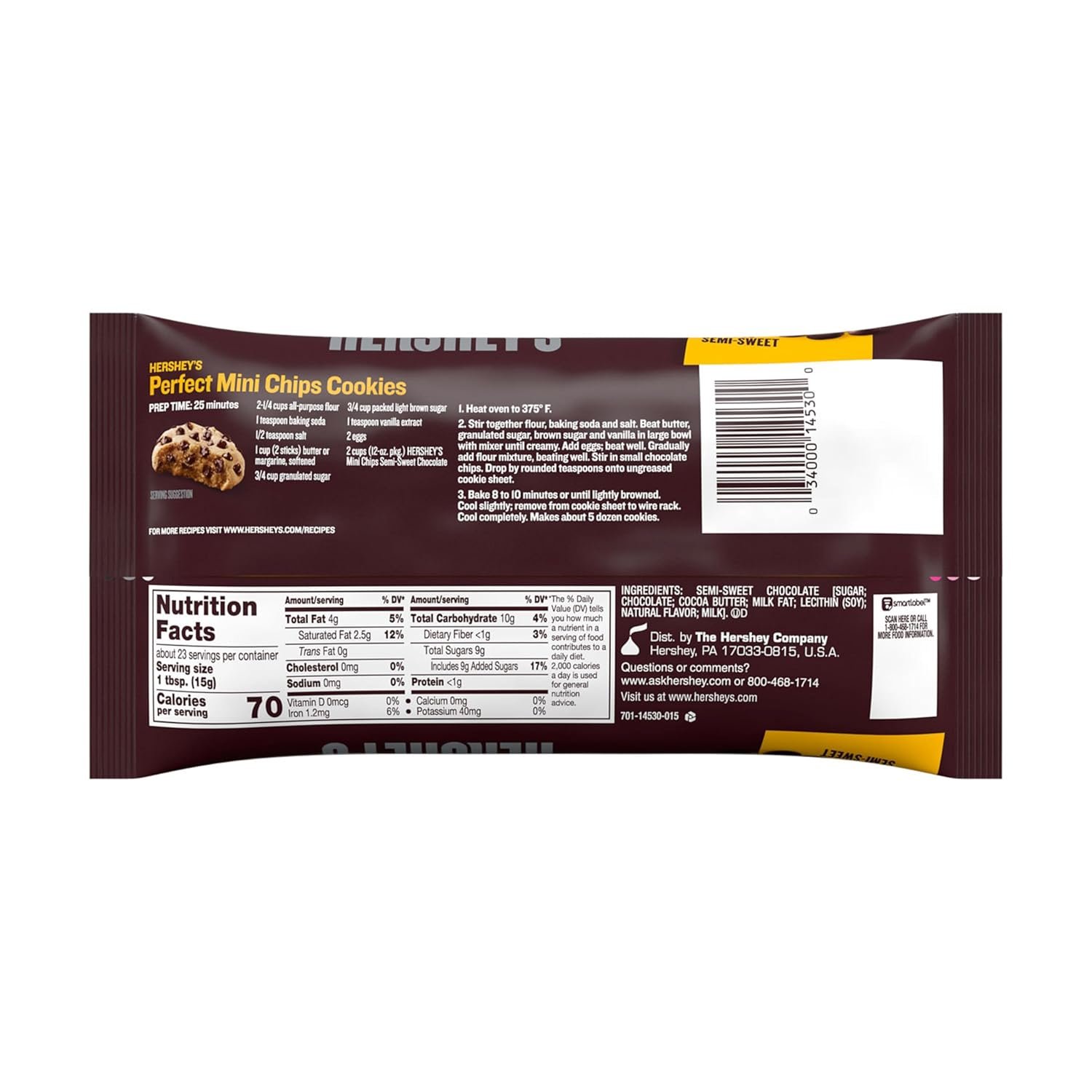 HERSHEY'S Mini Semi-Sweet Chocolate Baking Chips Bag, 12 oz - Image 2