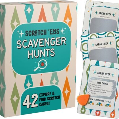 Scratch 'Ems Scavenger Hunts | 42 Scratch Off Adventure Cards - Outdoor Scavenger Hunt for Kids & Families | All Season, Reusable Scratch-Off Cards for Screen-Free Fun, Nature Activity & Camping