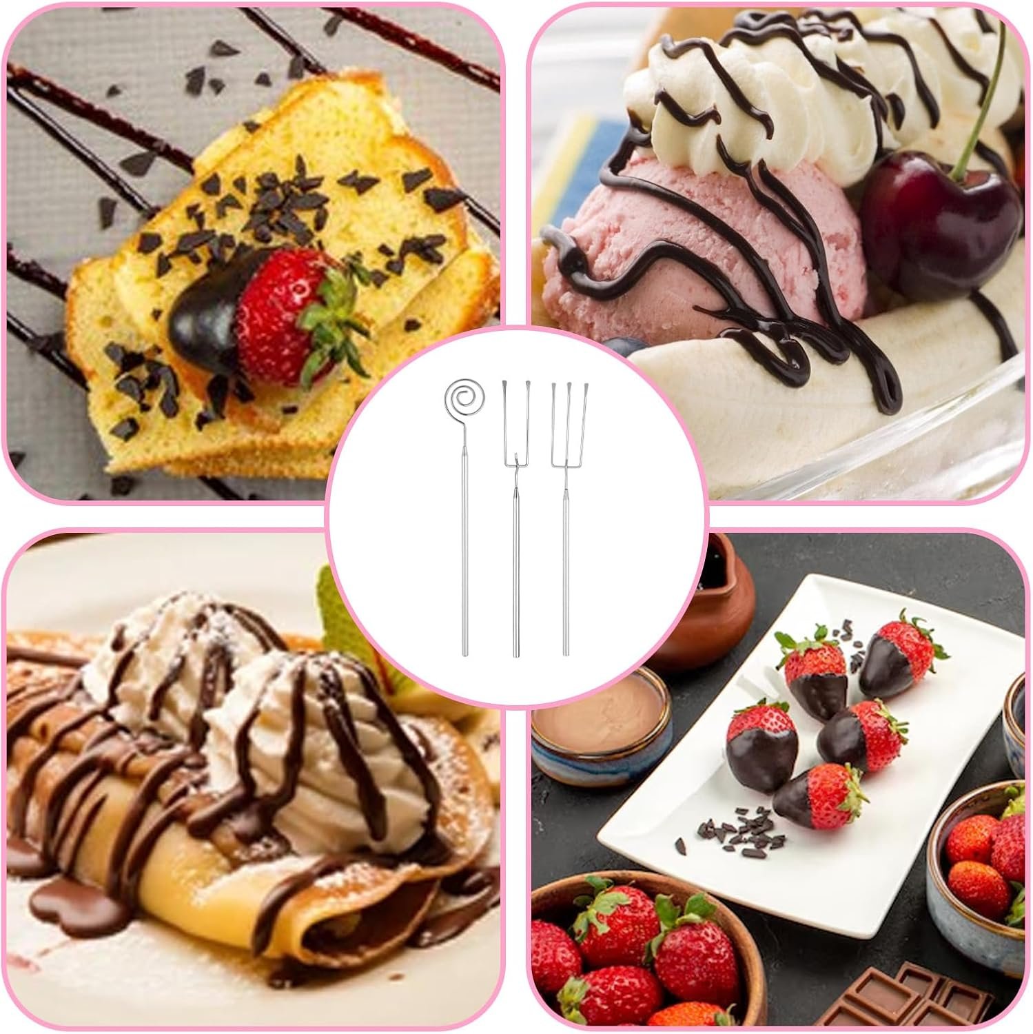 3 Pcs Chocolate Dipping Tool, Stainless Steel Candy Fondue Forks Slotted Spoon Chocolate Dipping Fork Candy Making Tools Dishwasher Safe Decorating Kit for Baking, DIY Truffles, Pralines - Image 6
