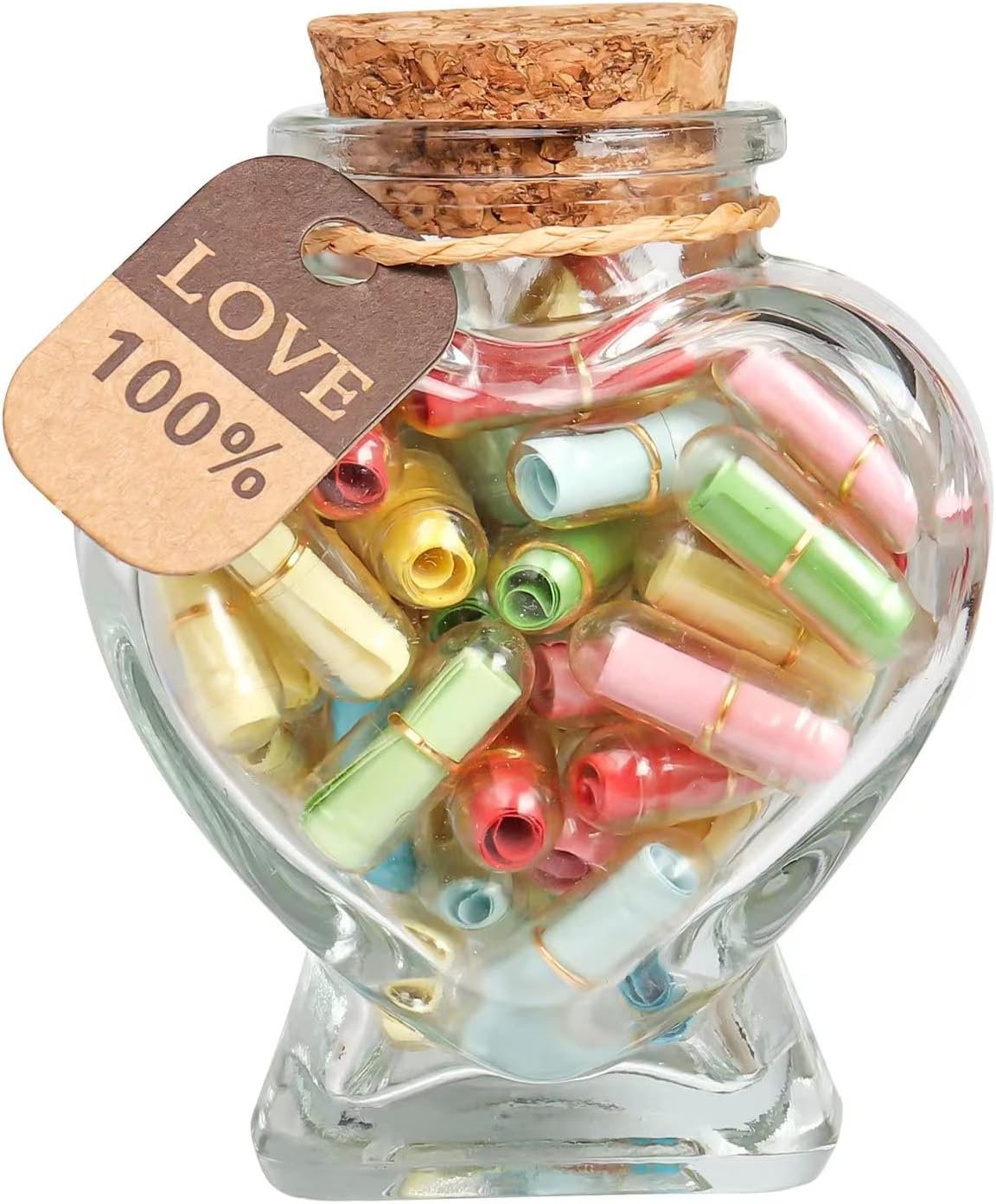 Capsule Letters Message in Glass Bottle,Message Pills Love Letter Gift for Boyfriend Girlfriend Wife Friend Birthday Christmas Anniversary Valentine Day Gift. (44PCS in a Bottle)