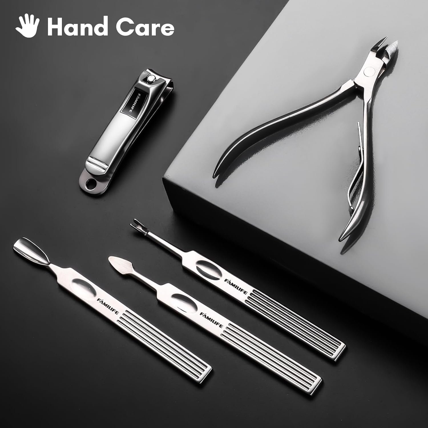 FAMILIFE Manicure Set, Professional Manicure Kit Nail Clippers Set 11 in 1 Stainless Steel Pedicure Tools Nail Kit Men Grooming Tool with Portable Brown Leather Travel Case Luxury Gifts for Him - Image 3