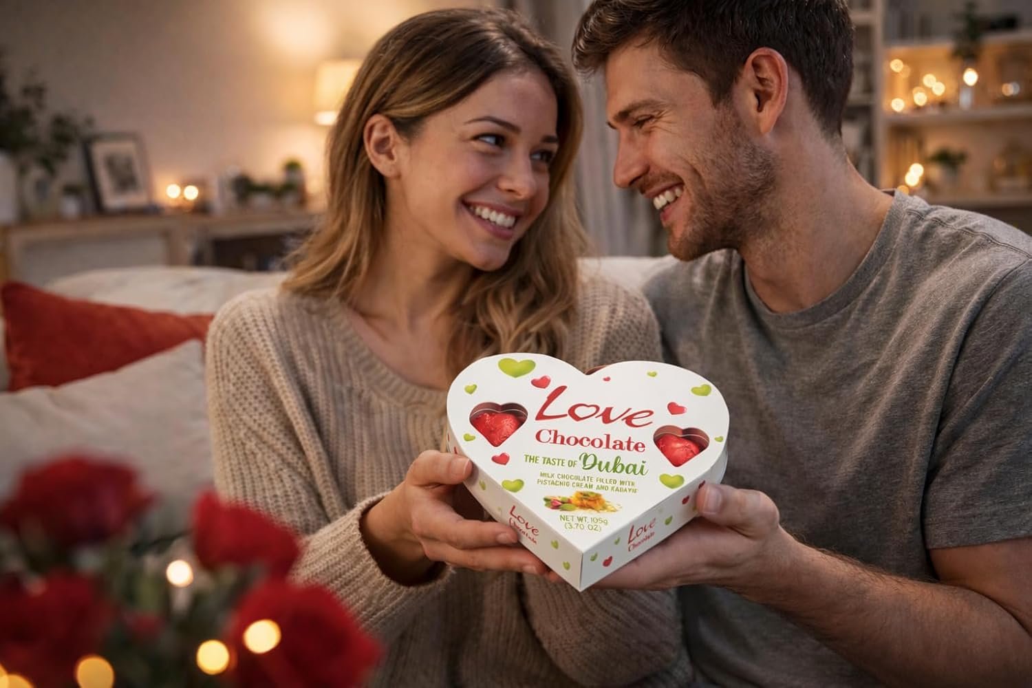 Dubai Chocolates in a Gift Box, Milk Chocolate with Pistachio Cream and Kataifi Filling, Valentines Gift, 3.70 oz - Image 3