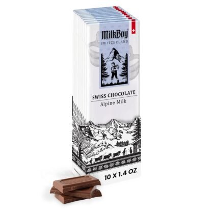 Milkboy Swiss Chocolates - Premium Swiss Alpine Milk Chocolate Extra Creamy Milk Chocolate Snack Bar Size 1.4 oz - GMO Free (10 Pack)