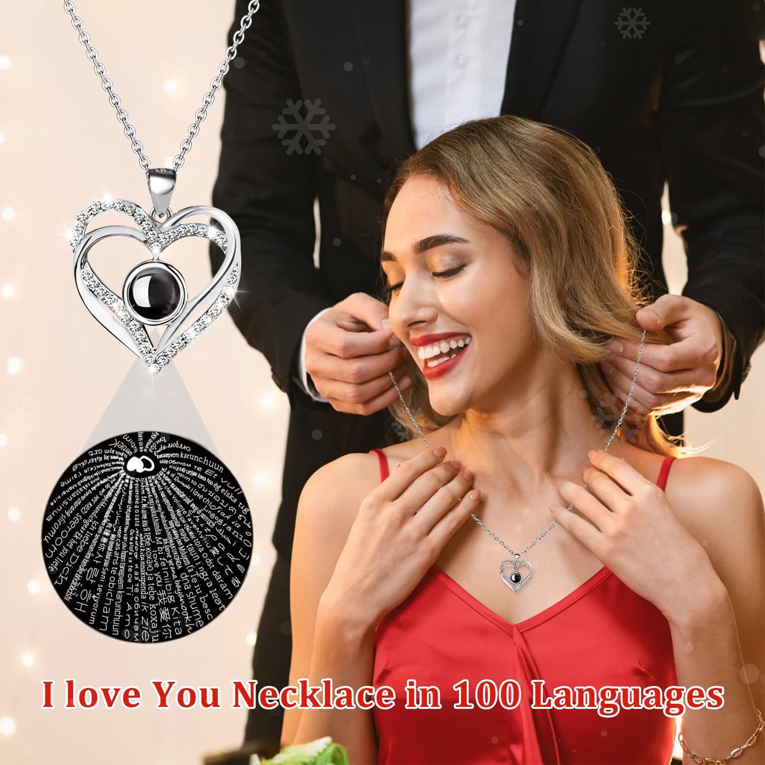 HITOP Rose Gifts for Women - Cute Teddy Bear with Preserved Real Roses Forever Flowers and I Love You in 100 Languages Necklace for Girlfriend Her Wife Mom Grandma on Birthdays, Anniversaries - Image 4