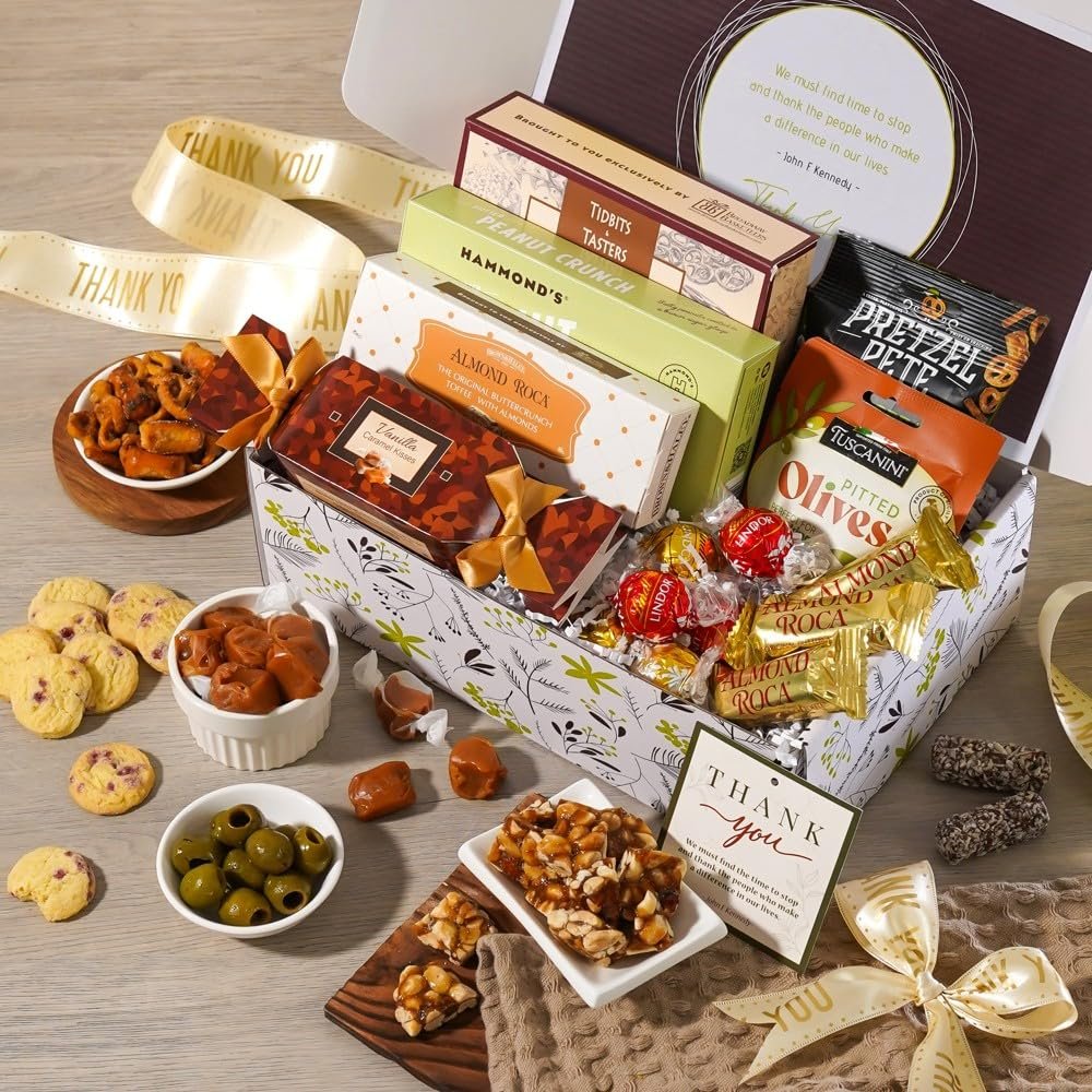Broadway Basketeers Thank You Gift Box for Appreciation - Gourmet Delight - Curated Gourmet Food - Treats Gift Box - Individually Wrapped Gourmet Edible Care Package - Image 2