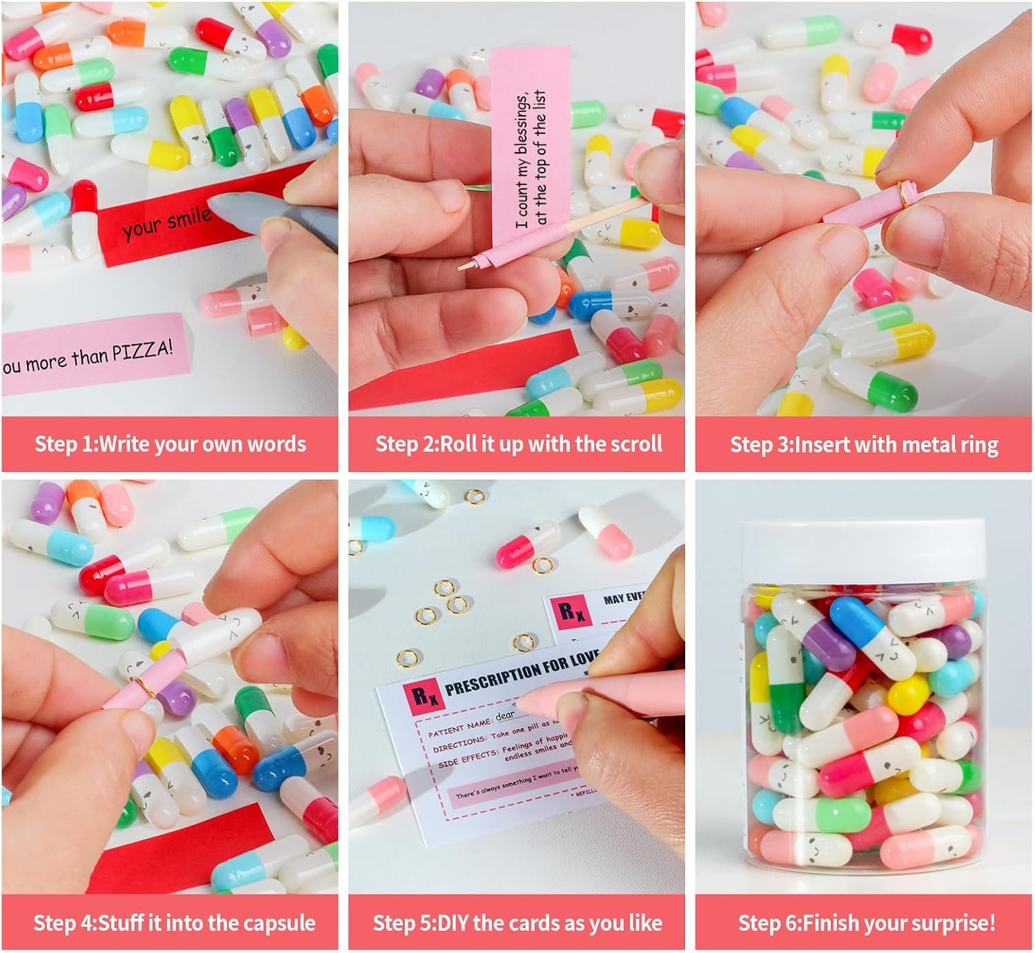 Boyfriend Girlfriend Birthday Gifts - 90 Cute Love Notes Capsule letter Message in a Bottle Romantic Way to Express Your Love for Him Her Anniversary Present for Men Women (Mixed Color) - Image 5