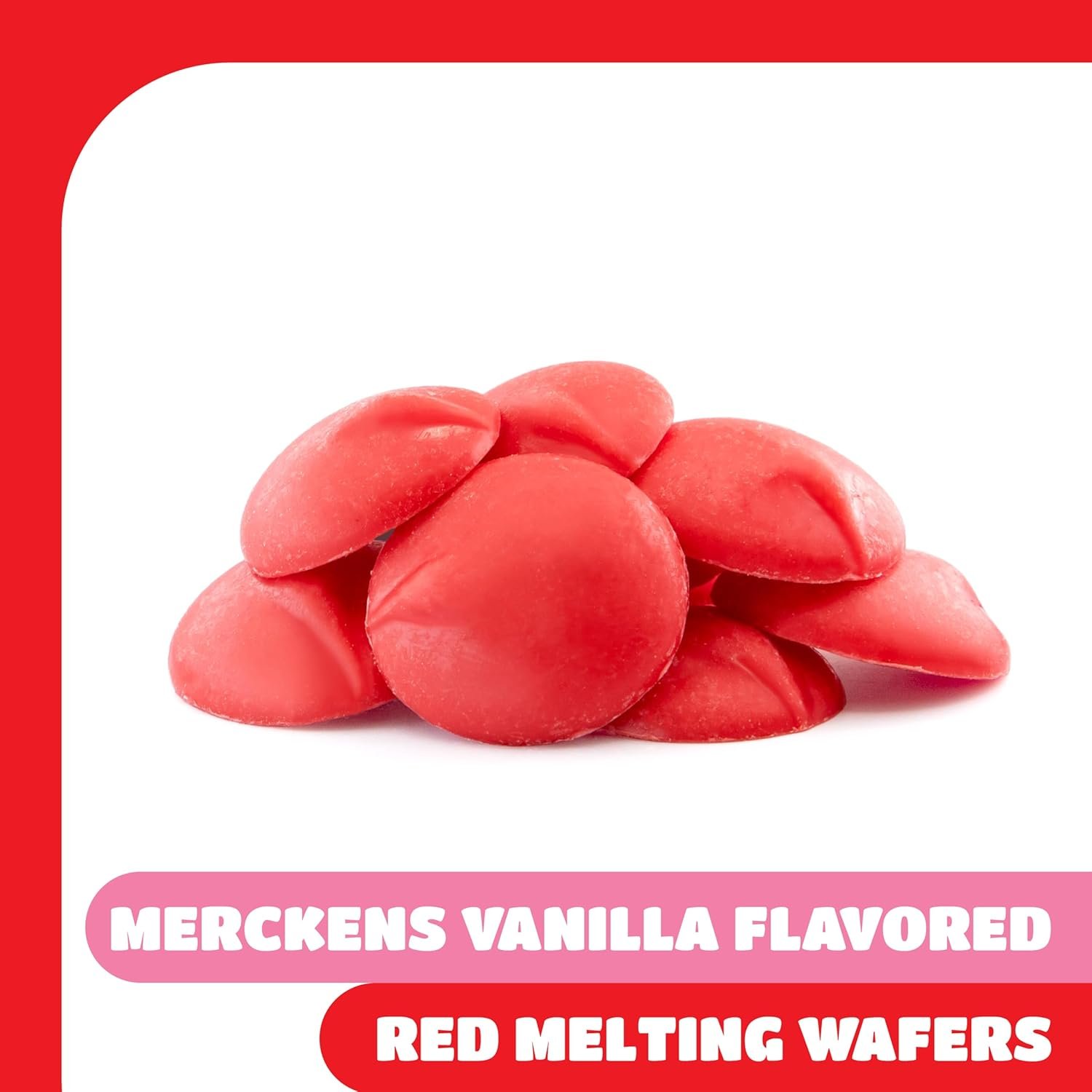 Merckens Chocolate Melts - 1 Pound Pack - Red Melting Chocolate for Dipping, Molding, Coating and Baking - Creamy Vanilla Flavored Coating Wafers for All Occasions - Image 3