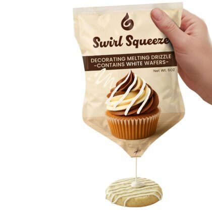 Pre-Filled Microwaveable Chocolate Decorating Bag – Ready-to-Melt Drizzle for Cookies, Cakes & Treats – No Mess, No Bowls, No Piping Bags – White Melting Chips, 6 oz