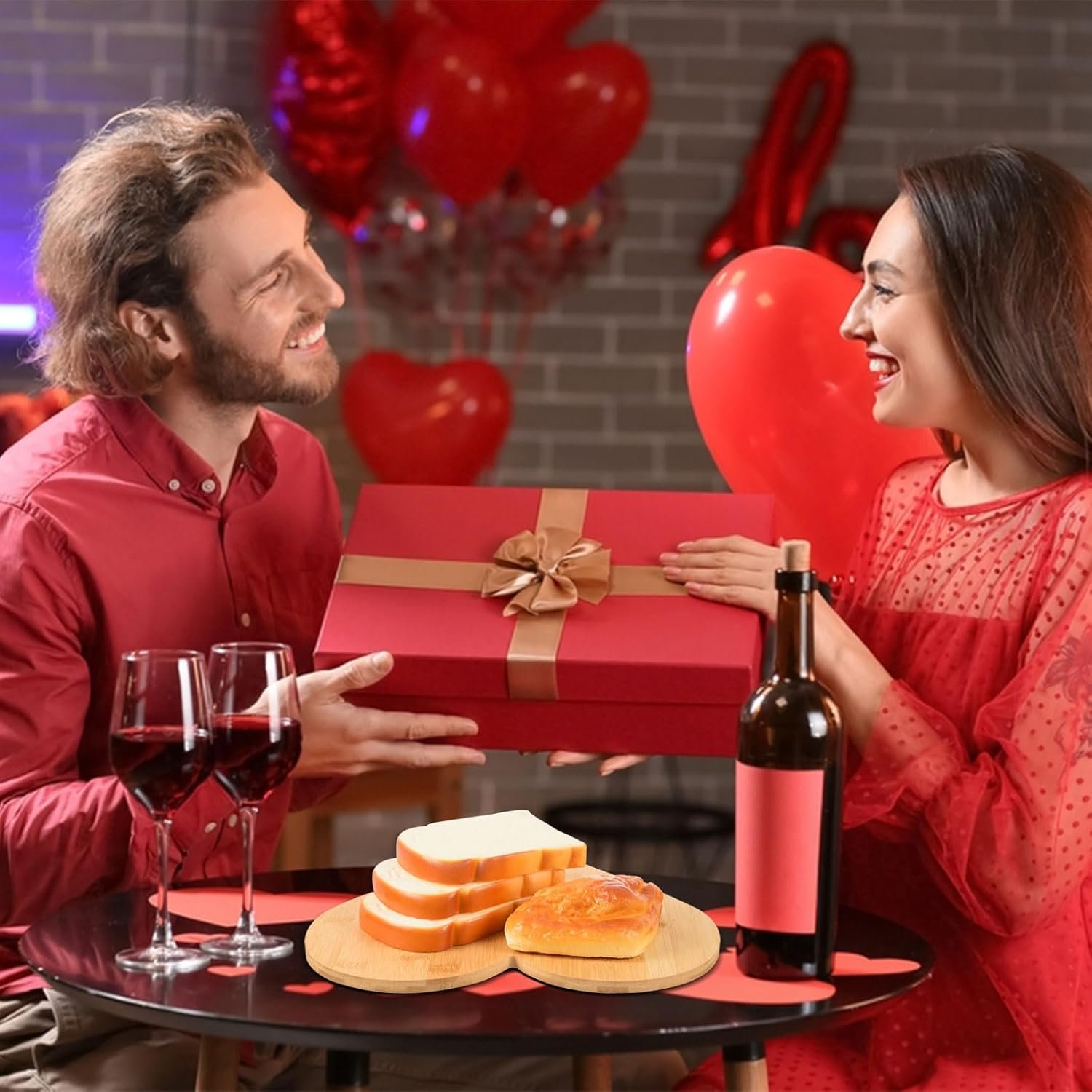 AWIZOM 12 Pack Heart Shaped Cutting Boards Valentine's Wood Charcuterie Board Bamboo Serving Bread Cheese Trays Platter Laser Engraving Board for Wedding Housewarming Present,12.8x11.81x0.39 Inch - Image 7