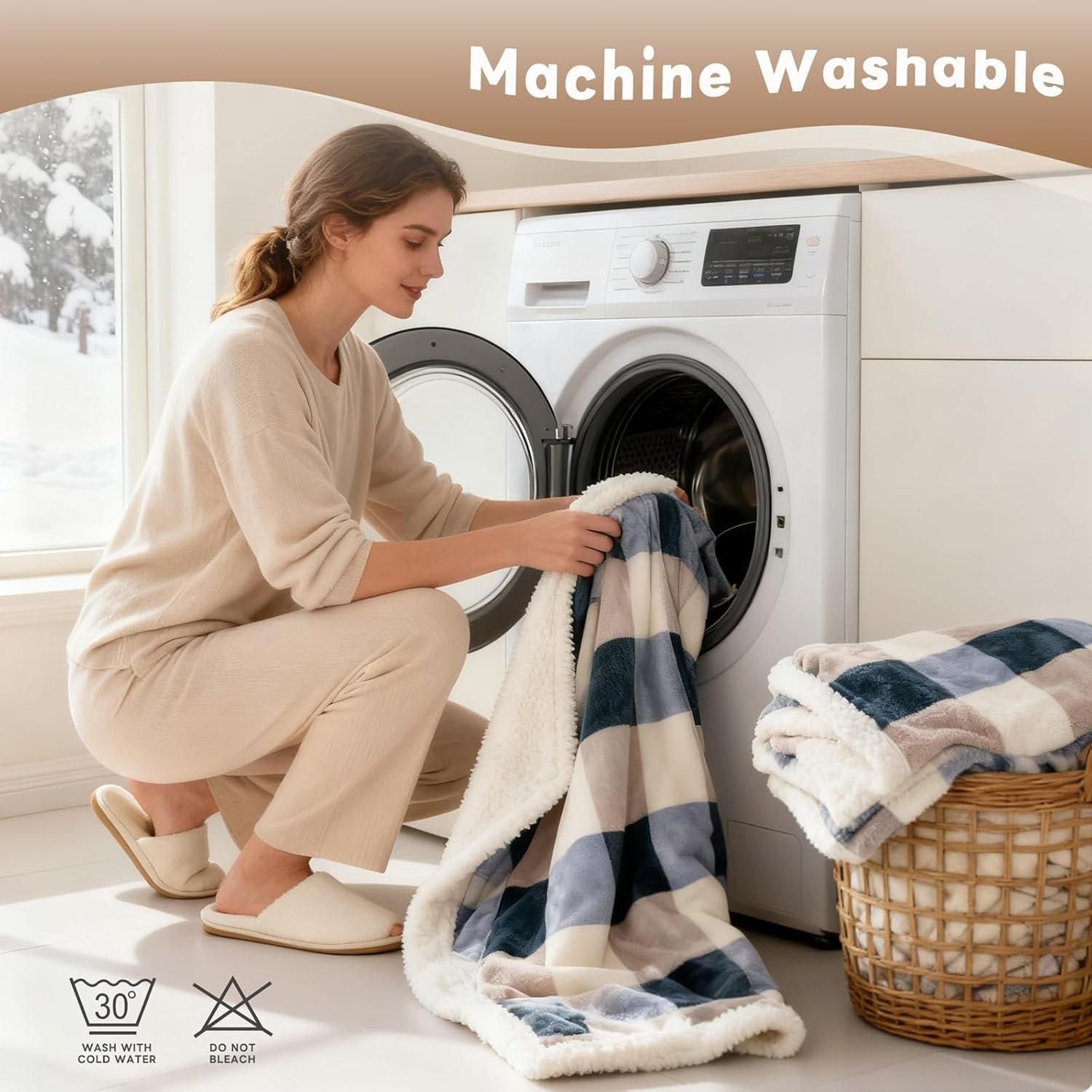 PU MEI Sherpa Throw Blanket for Couch Sofa 50“*60”-Fuzzy Soft Cozy Fleece Thick Warm Blanket for Winter, Soft Throws Plush Fluffy Lattice Flannel Blankets (Grey-Soft Blue) - Image 6