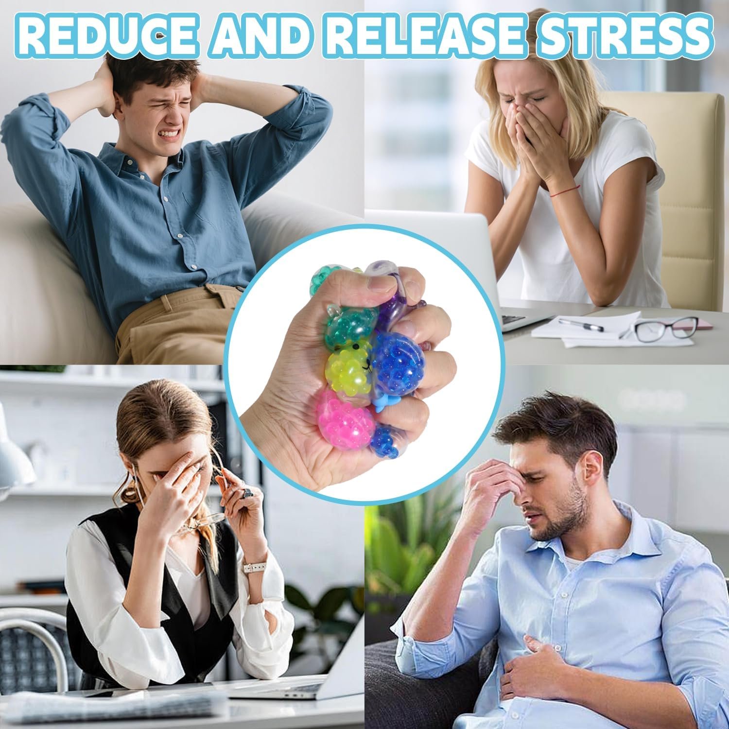 24 Pack Cute Animals Squishies for Kids, Kawaii Mini Squeeze Toys, Bulk Squishy Squeeze Ball Set Anti-Anxiety Stress Relief Toys for Easter Basket Fillers Egg Fillers Party Favors - Image 4