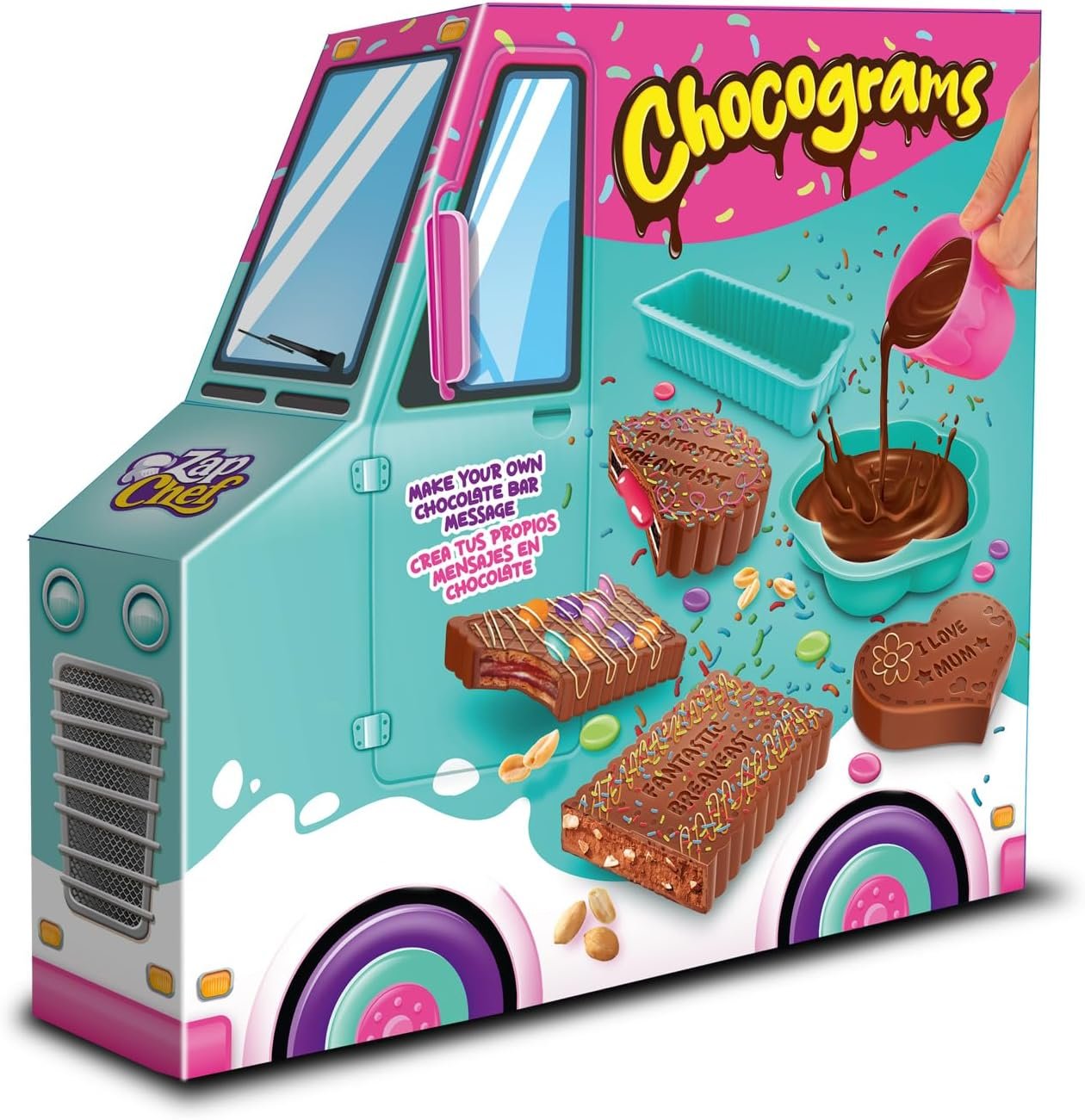 Zap Chef Chocograms | Create & Customise Your Own Chocolate Bars | Fun Chocolate Maker Kit for Kids | Includes Moulds, Message Boards, & More - Image 5