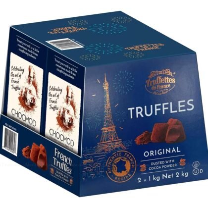 Chocmod Truffettes de France Natural Truffles, Plain, 1000-Gram Boxes (Pack of 2)