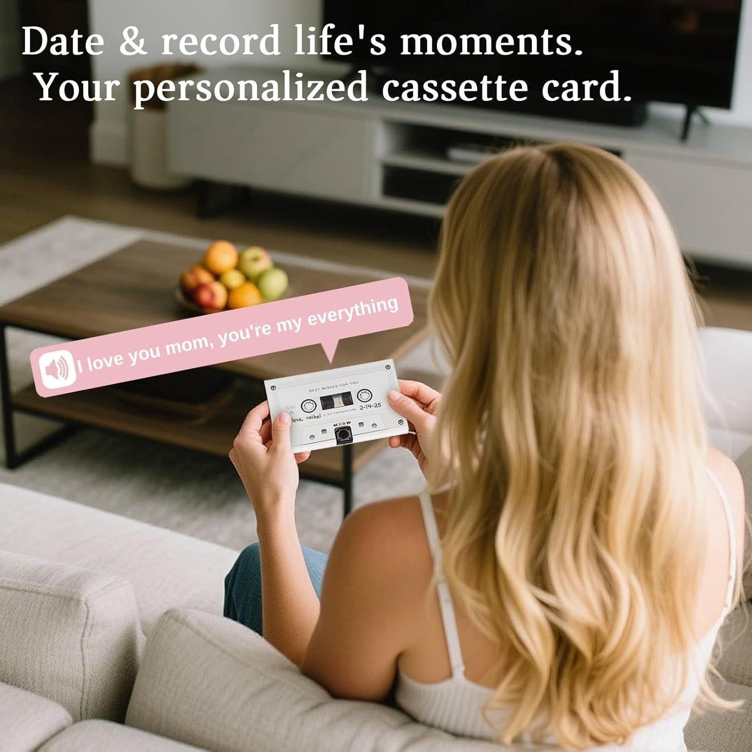 Voice Recordable Greeting Card - 60s Message Recorder Cassettes Talking Card with Adhensive for Grandparents, Mom - Voice Gift for Birthday, Mother's Day, Father's Day, Christmas - Image 3