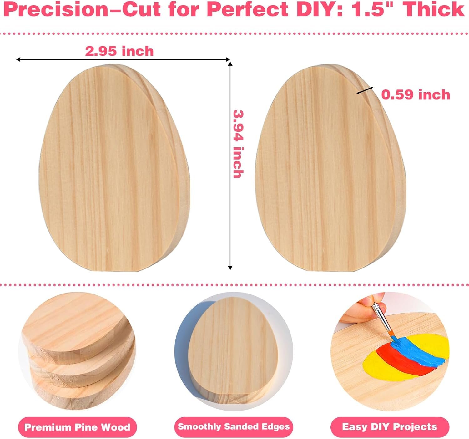 Golabarell Easter Egg Painting Kit, DIY Craft Kit with 9 Blank Wooden Eggs, Unfinished Standing Wood Ornaments to Paint for Adults Family, Spring Home Decor Table Centerpiece Easter Party Supplies - Image 5