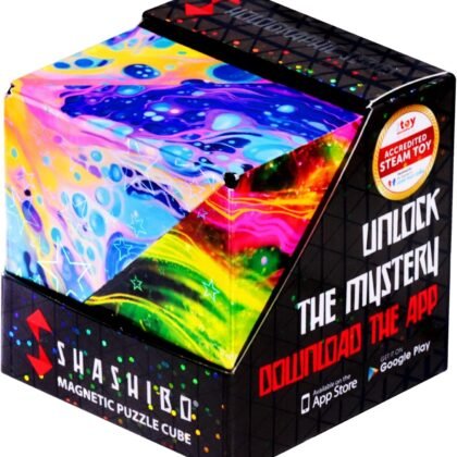 Shashibo Shape Shifting Box - STEM Fidget Toy with Ultra Strong Magnets - Sensory Puzzle Cube Transforms Into 100+ Shapes, Easter Basket Stuffers Gift for Kids, Teens, and Adults (Cosmos)