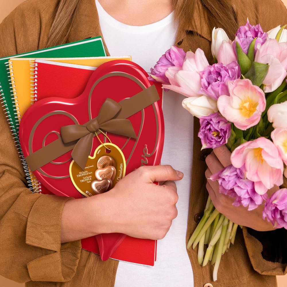 DOVE Assorted Chocolate Hearts & Truffles, 5.82 oz Heart Tin, Valentine Candy - Image 7