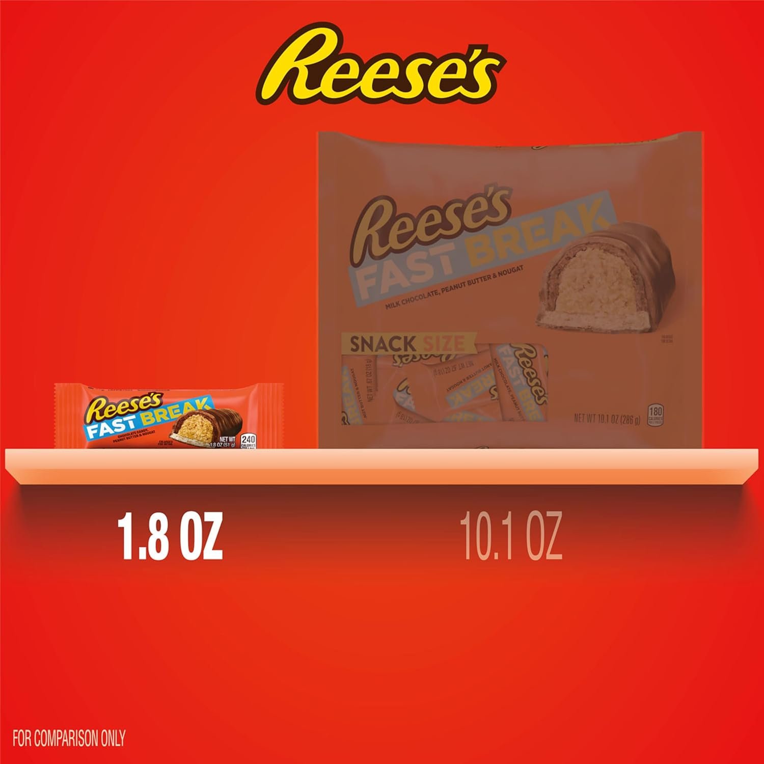 REESE'S FAST BREAK Peanut Butter Nougat Candy Bars, 1.8 oz (Pack of 18) - Image 5