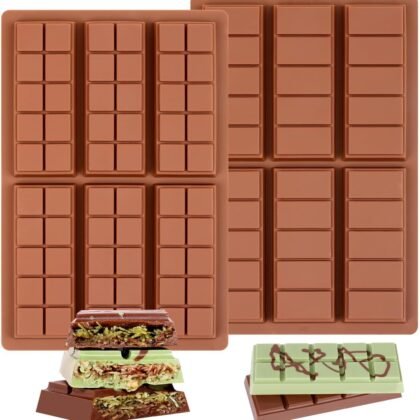 Chocolate Bar Mold - Non-Stick Silicone Chocolate Molds, Food Grade Dubai Deep Chocolate Bar Mold for Milk Pistachio - Set of 2