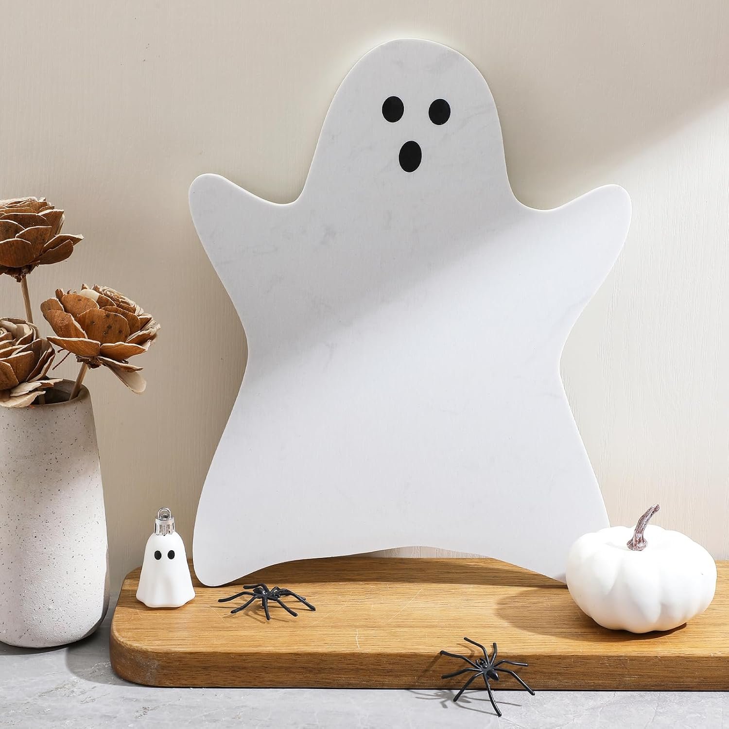 Ghost Marble Cheese Board Charcuterie Cutting Tray Halloween Ghost Marble Serving Decorative for Decoration Charcuterie Kitchen (White) - Image 6