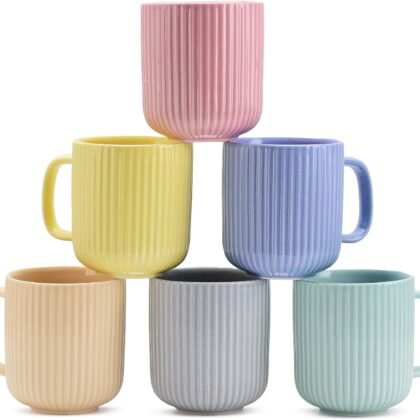 Servo Best Handmade Cermaic Coffee Mug set of 6, Capacity of Ceramic Cup 11 Oz, Coffee Lover, Ideal Gift for Thanksgiving, Home décor, Microwavable & Dishwasher Safe - Pack of 6 Multicolor
