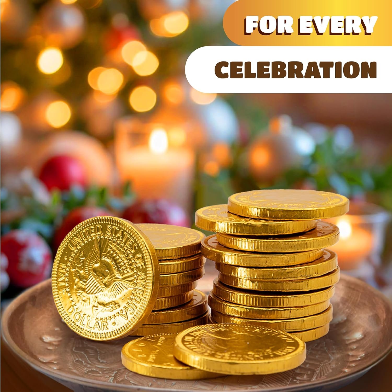 Chocolate Gold Coins - 40 Count Pack - Chocolate Coins Candy for Goodie Bags, Buffets, Gifting & Party Favors - Individually Wrapped Gold Candy Treats - Image 3