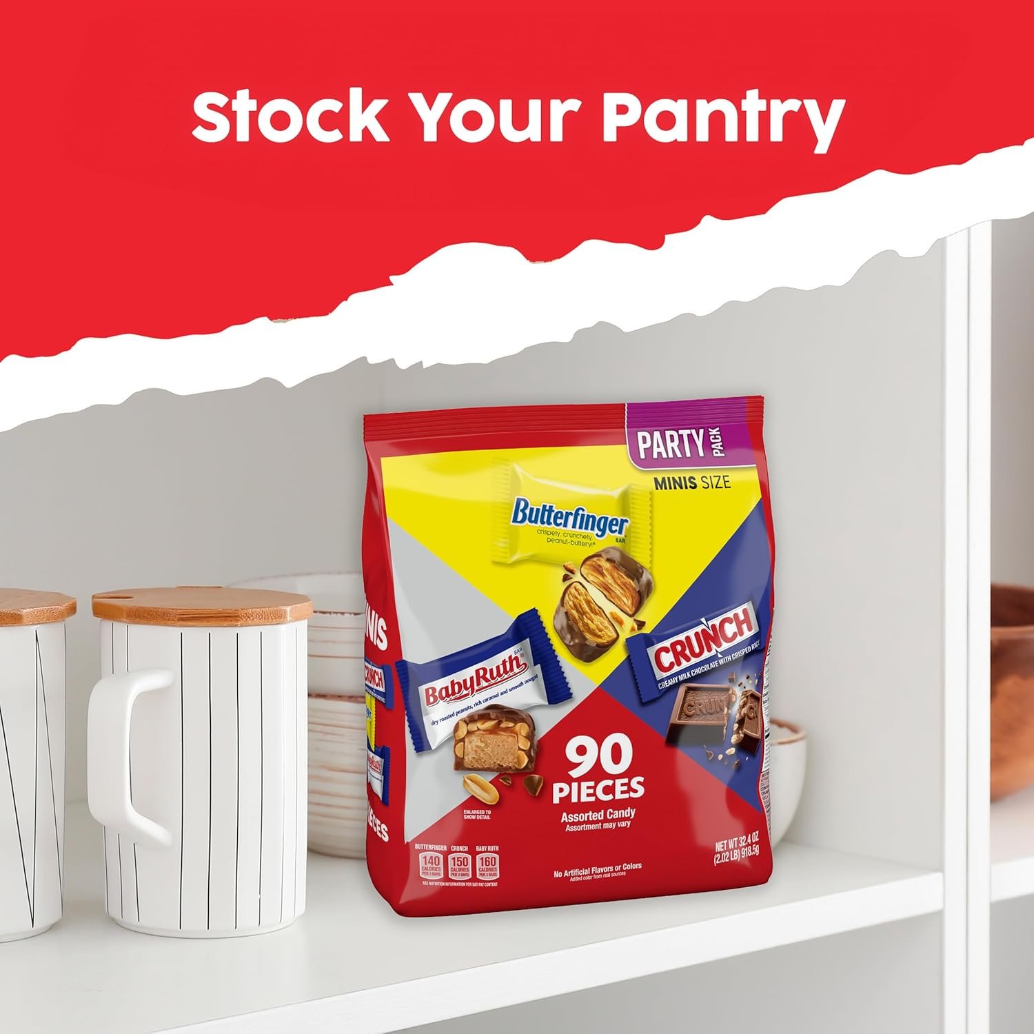 Assorted Butterfinger, Crunch, and Baby Ruth Mini Chocolates, 90 count Party Pack, 32.4 oz - Image 6