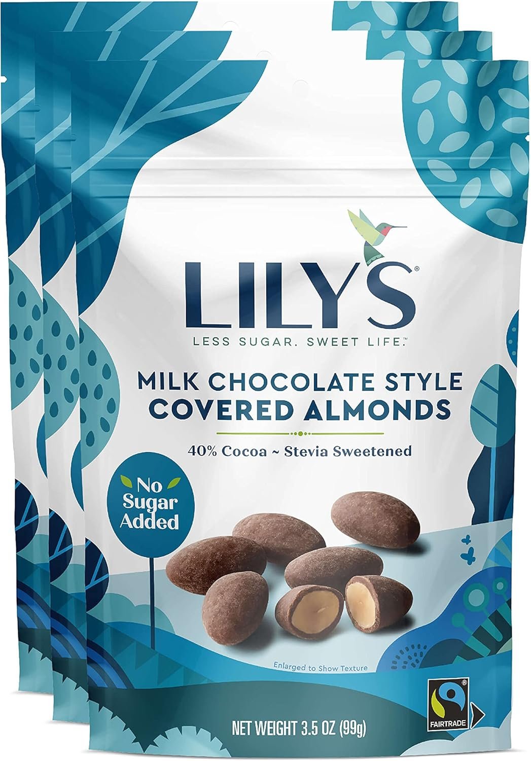 Milk Chocolate Style Covered Almonds by Lily's Sweets, Made with Stevia, No Added Sugar, Low-Carb, Keto-Friendly Christmas Candy | Fair Trade, Gluten-Free & Non-GMO Ingredients | 3.5 Ounce (Pack of 3), 10.5 Ounce