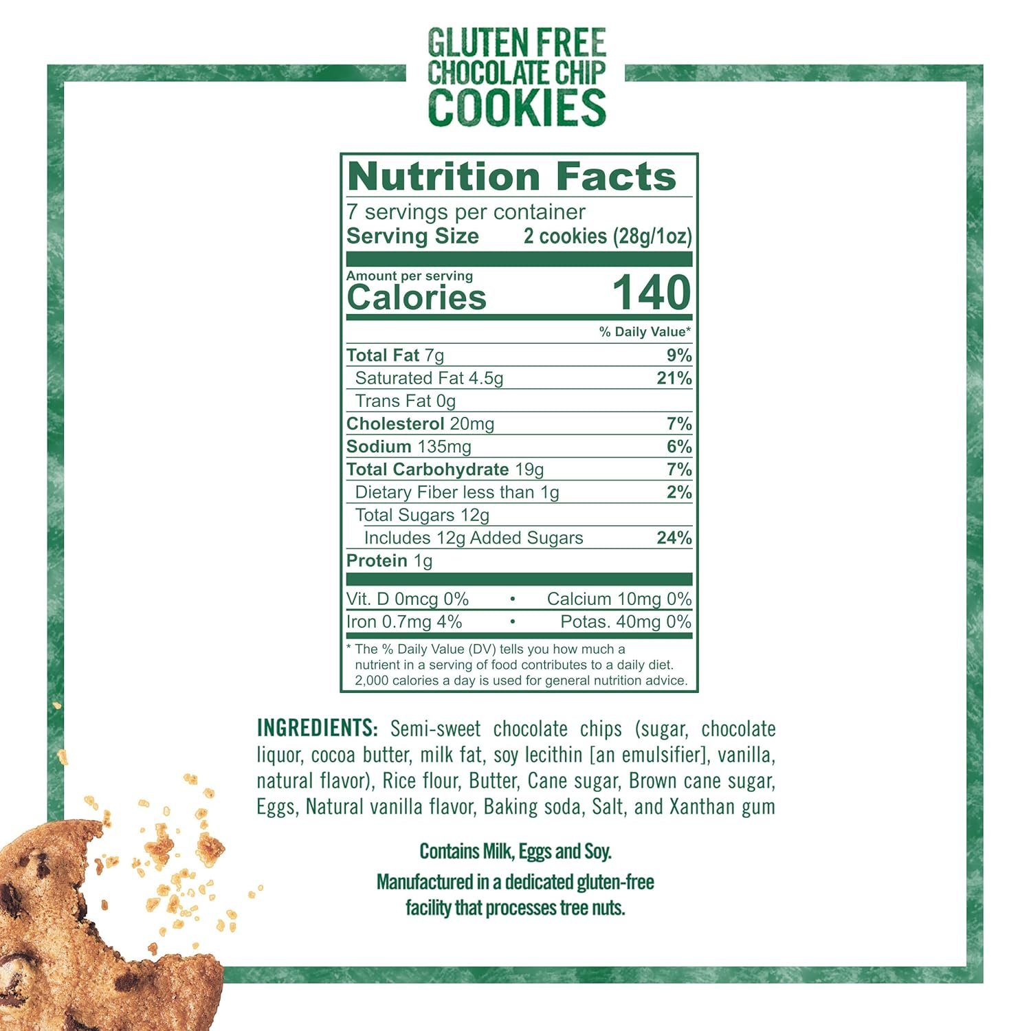 Tate's Bake Shop Gluten Free Chocolate Chip Cookies, Gluten Free Cookies, 4 - 7 oz Bags - Image 2