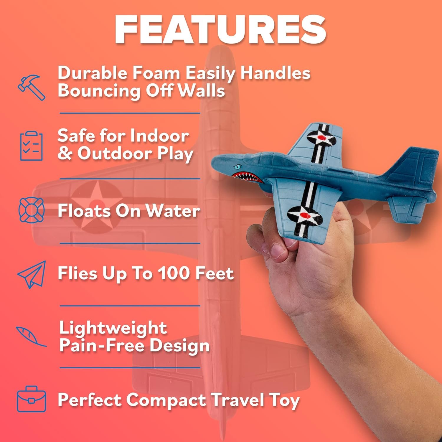 Foam Airplanes for Kids: Airplane Toy Glider Plane Styrofoam Airplanes - Best Easter Stuffers for Boys for All Ages 4 5 6 7 8 + Year Old - Outside Toys Air Planes Outdoor Army Toys for Kids Presents - Image 4