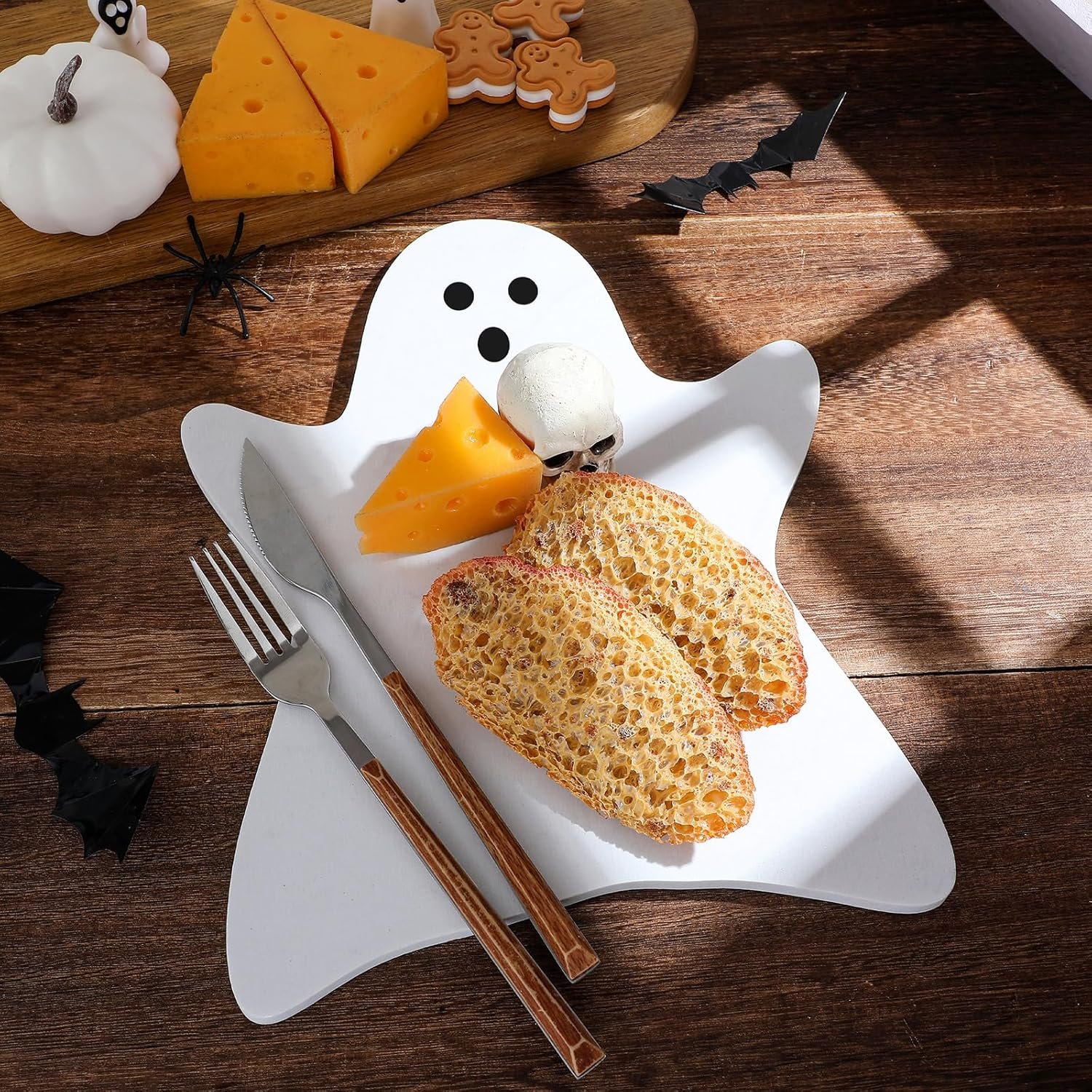 Ghost Marble Cheese Board Charcuterie Cutting Tray Halloween Ghost Marble Serving Decorative for Decoration Charcuterie Kitchen (White) - Image 3