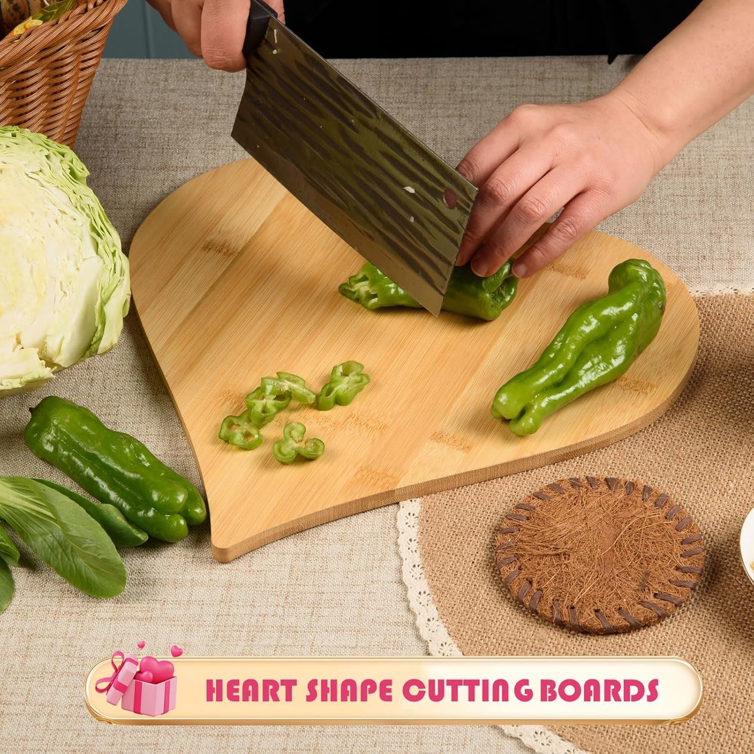 AWIZOM 12 Pack Heart Shaped Cutting Boards Valentine's Wood Charcuterie Board Bamboo Serving Bread Cheese Trays Platter Laser Engraving Board for Wedding Housewarming Present,12.8x11.81x0.39 Inch - Image 4