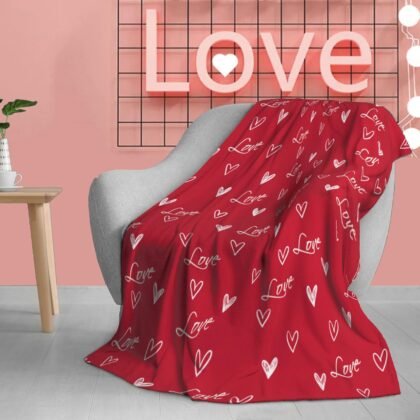 Valentines Day Blanket Super Soft Fuzzy Warm and Cozy Red Love Heart Throw Blankets Girlfriend Wife Couple Gift Throws Holiday Theme Decorative for Winter Bedding Couch Sofa Bed 60 x 50 inch