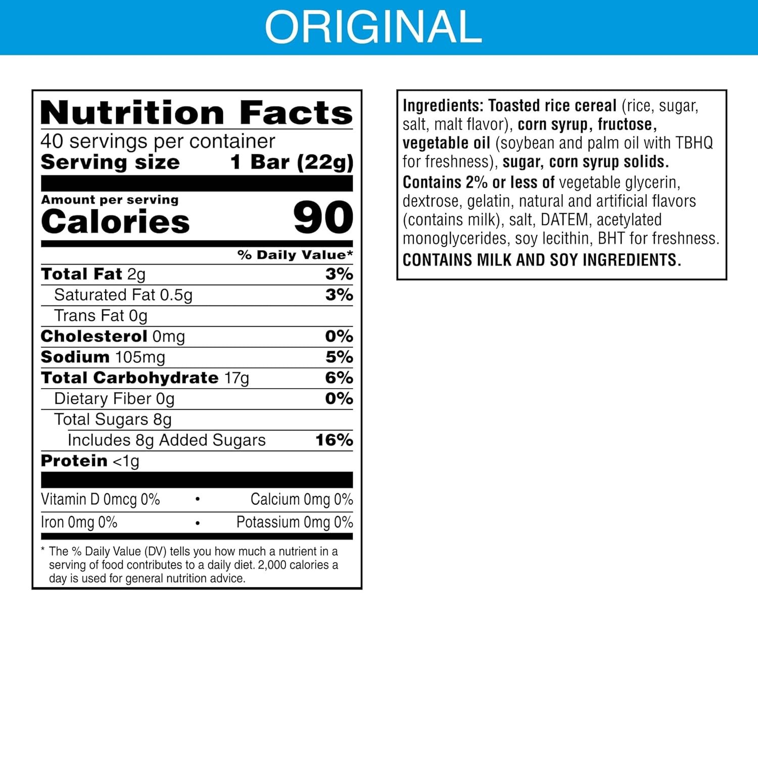 Rice Krispies Treats Crispy Marshmallow Squares, Kids Snacks, Snack Bars, Original, 31.2oz Box (40 Bars) - Image 2