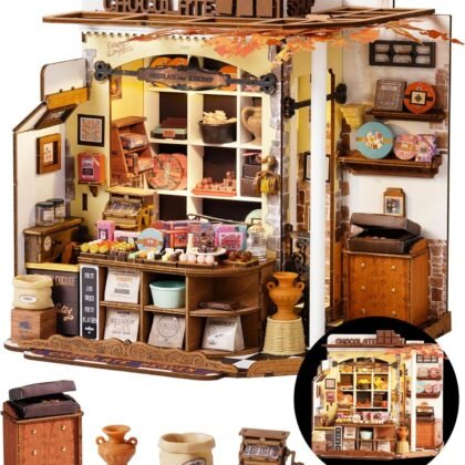Rolife DIY Miniature House Kit Henry's Chocolate Shop, Tiny House Book Nook for Bookshelf Decor, 3D Puzzles Model Building Kits for Teens, Birthday Gifts/Craft Kits for Girls Boys (Henry's Chocolate)