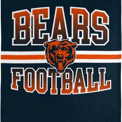 FOCO NFL Micro Raschel Plush Throw Blanket, Stripe Logo 45 x 60, Chicago Bears