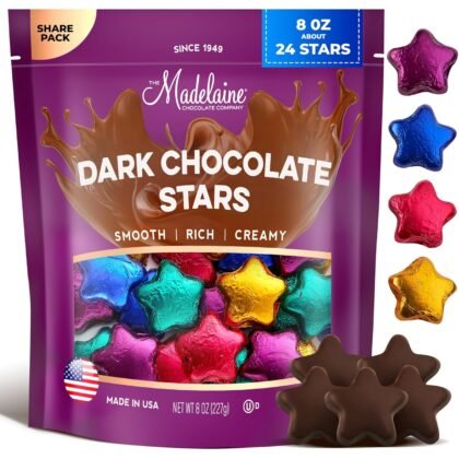 Madelaine Dark Chocolate Assorted Stars - Individually Wrapped Chocolates - Easter Candy Treats for Kids, Boys, Girls & Families - 8 oz Bag