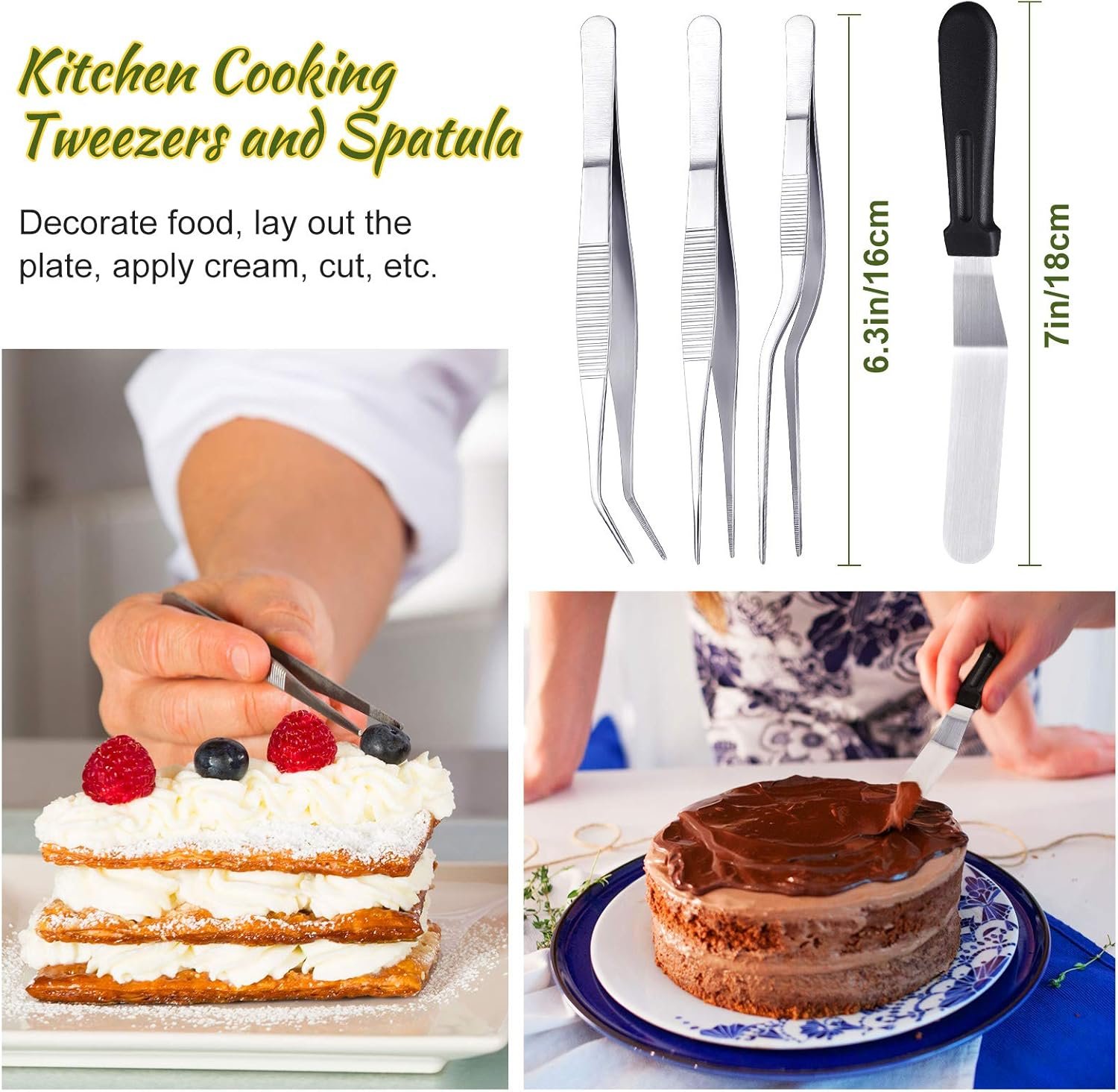 17 Pieces Candy Dipping Tools Set Culinary Decorating Spoons Chocolate Dipping Scoop Kitchen Cooking Tweezers Tongs Icing Spatula for Decorative Plates Making Desserts - Image 2
