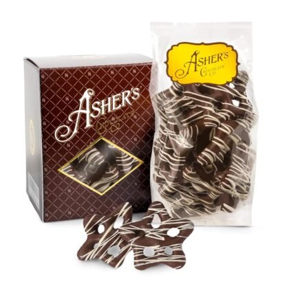 Asher's Chocolates, Chocolate Covered Pretzels, Holiday Assortments, Small Batches of Kosher Chocolate, Family Owned Since 1892, Assorted Pretzels, Christmas Edition (8oz, Snowflake Dark Chocolate)