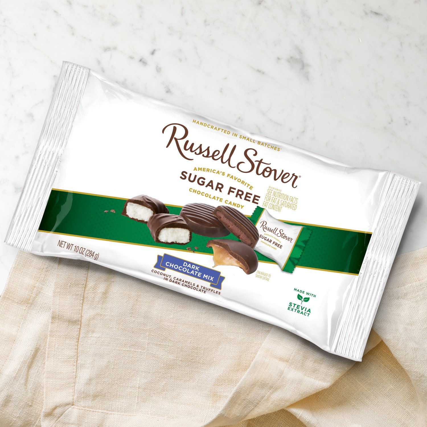 Russell Stover Sugar-Free Dark Chocolate Mix, 10 Ounce Candy, Individually Wrapped Bars, Sweetened with Stevia - Image 4