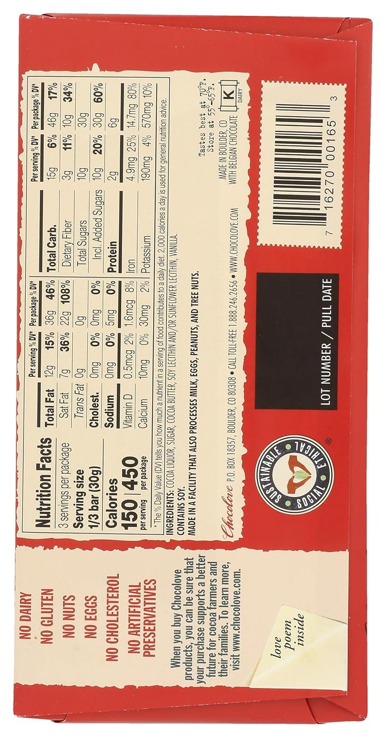 Chocolove, Chocolate Bar Dark Rich, 3.2 oz - Image 2