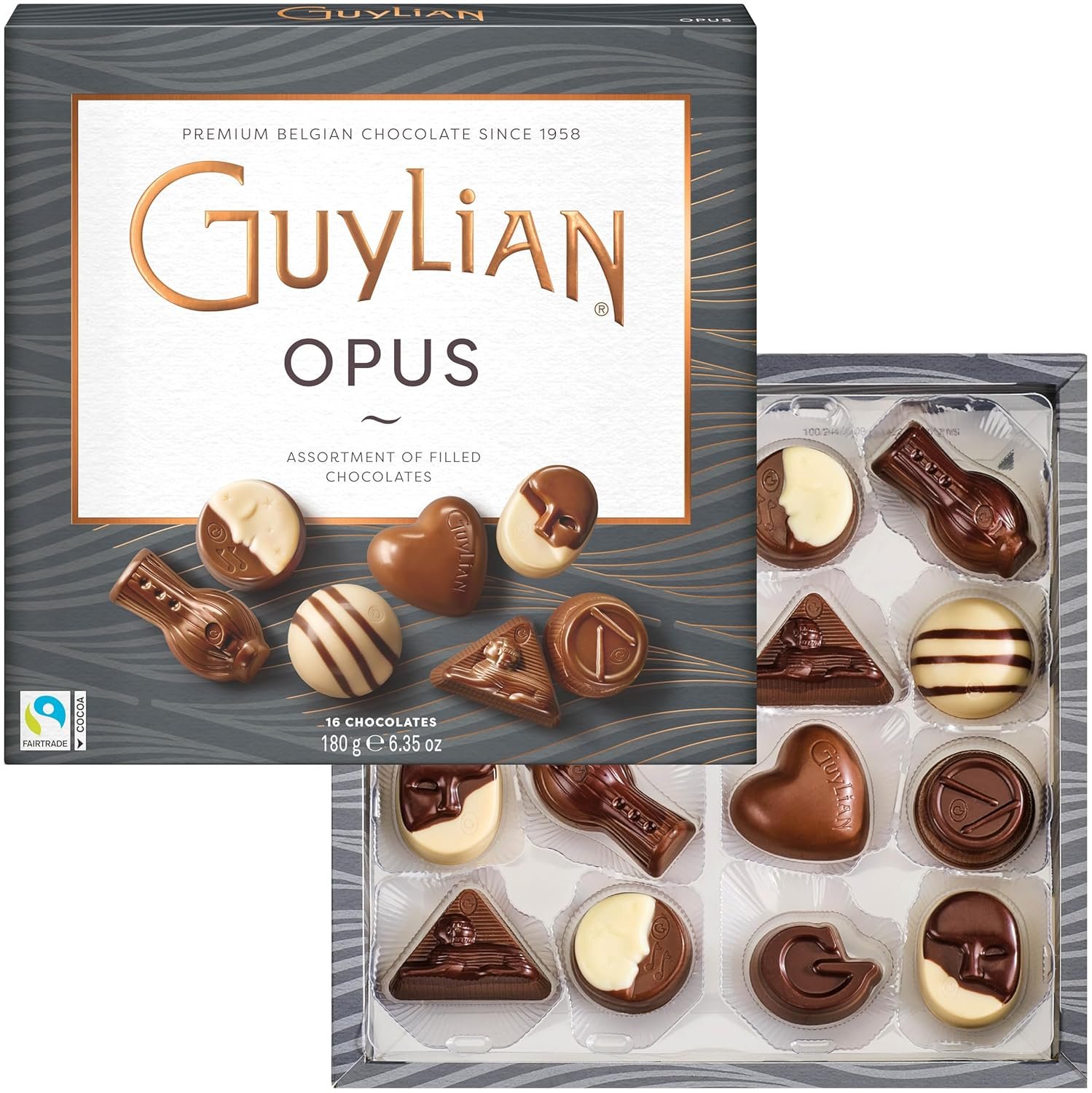 Easter Chocolate Candy Gift Box by GuyLian, 6.35 oz, 16 pc Opus Luxury Assortment, Premium Gourmet Belgian Chocolate, Easter Basket Stuffers for Adults, Gifts for Kids