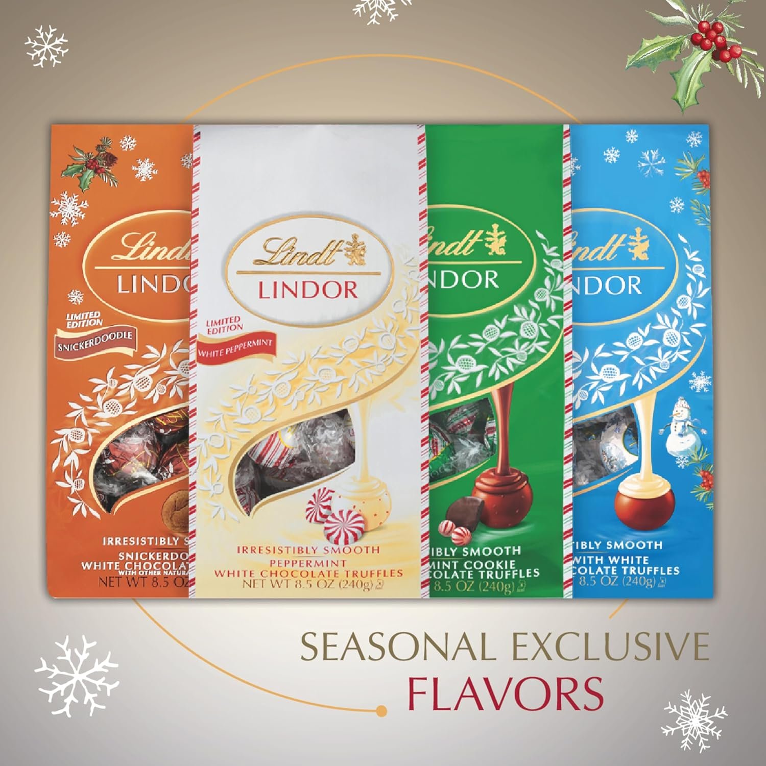 Lindt LINDOR White Chocolate Peppermint Truffles, White Chocolate Candy with Smooth Peppermint Truffle Center, 25.4 oz., 60 Count - Image 6