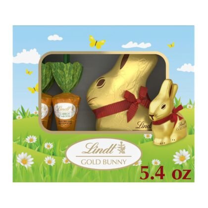 Lindt GOLD BUNNY Milk Chocolate & Milk Chocolate Easter Candy with Hazelnut Carrot Sticks, 5.4 oz.