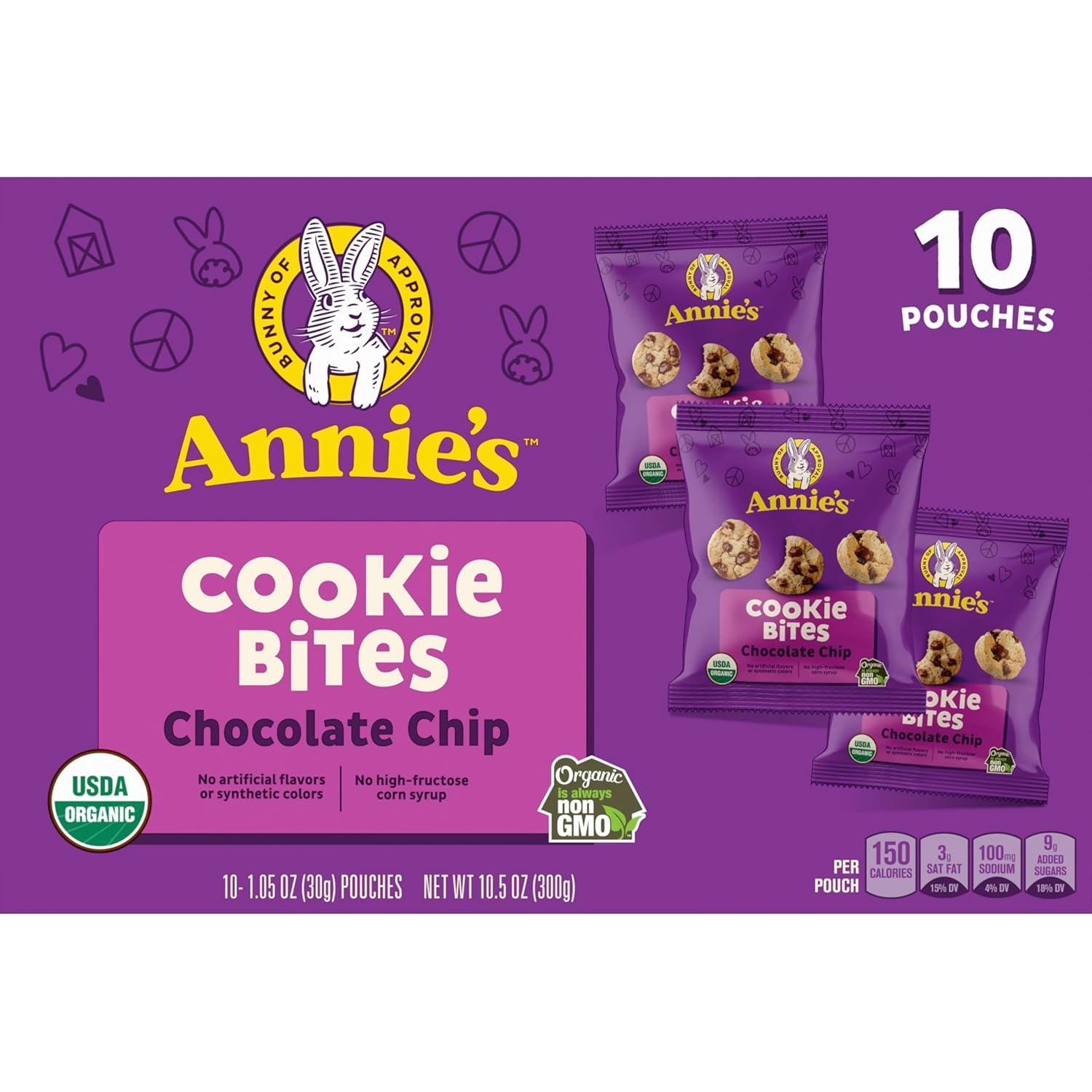 Annie's Organic Chocolate Chip Cookie Bites, 10 Pouches, 10.5 oz - Image 6